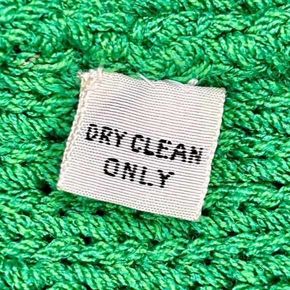 Vintage Adolfo New York Knit Skirt Suit Set Green & White | 70% Wool | Size S - Picture 4 of 8